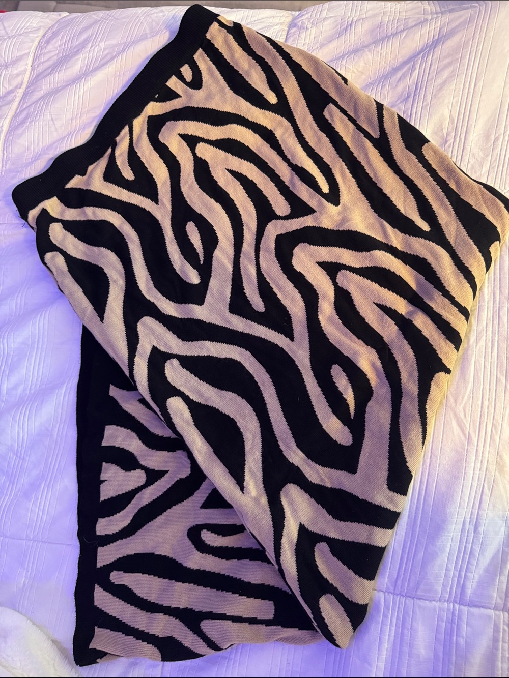 Fashion Nova Black and Tan Zebra-Print Knit Pencil Skirt
